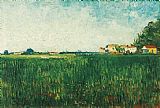 Farmhouses in a Wheat Field Near Arles by Vincent van Gogh